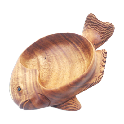 Artisan Carved Wood Fish Catchall