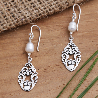 Pendientes colgantes de perlas cultivadas de agua dulce - Aretes colgantes de perlas de agua dulce cultivadas hechos artesanalmente