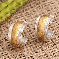 Featured review for Gold accented half-hoop earrings, Golden Middle