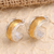Gold accented half-hoop earrings, 'Golden Middle' - Handmade Gold Accented Sterling Silver Half-Hoop Earrings
