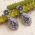 Amethyst dangle earrings, 'Purple Sunflower' - Hand Crafted Amethyst and Sterling Silver Dangle Earrings