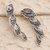 Sterling silver and amethyst ear climber earrings, 'Climbing Marquise in Purple' - Handmade Sterling Silver and Amethyst Climbing Earrings