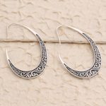 Sterling silver drop earrings, 'Balinese Snare' - Hand Made Sterling Silver Drop Earrings from Bali