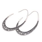 Sterling silver drop earrings, 'Balinese Snare' - Hand Made Sterling Silver Drop Earrings from Bali
