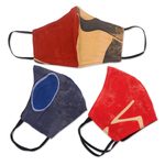 Batik rayon face masks, 'Modern Art' (set of 3) - Batik Rayon Double-Layered Face Masks (Set of 3)