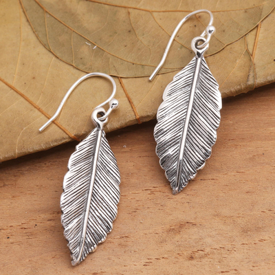 Sterling silver dangle earrings, Freeform Feathers