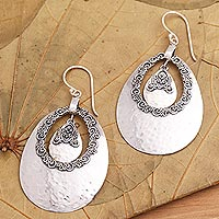 Sterling silver dangle earrings, 'Light and Lacy' - Hammered and Oxidized Sterling Silver Dangle Earrings