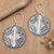 Sterling silver dangle earrings, 'Here and Now' - Balinese Sterling Silver Disc Dangle Earrings