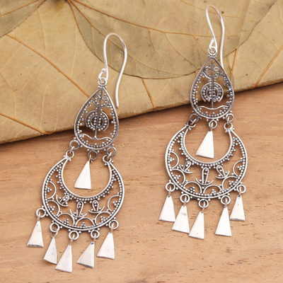 Sterling silver chandelier earrings, Lady Glamour