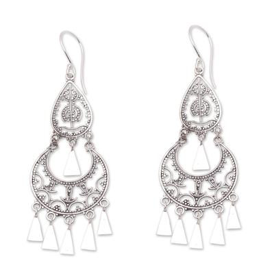 Sterling silver chandelier earrings, 'Lady Glamour' - Sterling Silver Chandelier Dangle Earrings