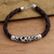 Sterling silver and leather pendant bracelet, 'Fire Spirit' - Brown Leather and Sterling Silver Bracelet thumbail