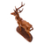 Wood sculpture, 'Going Stag' - Suar Wood Deer Sculpture with Onyx Eyes