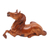 Holzskulptur - Liegende Pferdeskulptur aus Suarholz mit Onyxaugen
