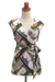 Rayon wrap blouse, 'Garden Party' - Handmade Leaf-Themed Rayon Wrap Blouse from Bali (image 2a) thumbail