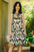 Rayon sundress, 'Garden Party' - Hand Crafted Leaf-Themed Rayon Sundress from Bali