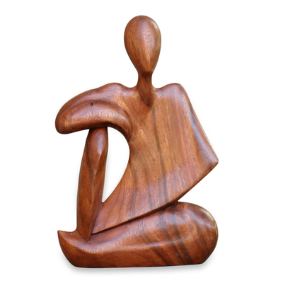 Wood sculpture, 'Abstract Relax' - Unique Wood Sculpture