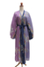 Hand-stamped batik rayon robe, 'Lilac Star' - Hand-Stamped Purple and Navy Rayon Robe thumbail