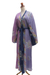 Hand-stamped batik rayon robe, 'Lilac Star' - Hand-Stamped Purple and Navy Rayon Robe (image 2d) thumbail