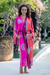 Hand-stamped batik rayon robe, 'Bright Firework' - Hot Pink Batik Rayon Robe from Bali (image 2) thumbail