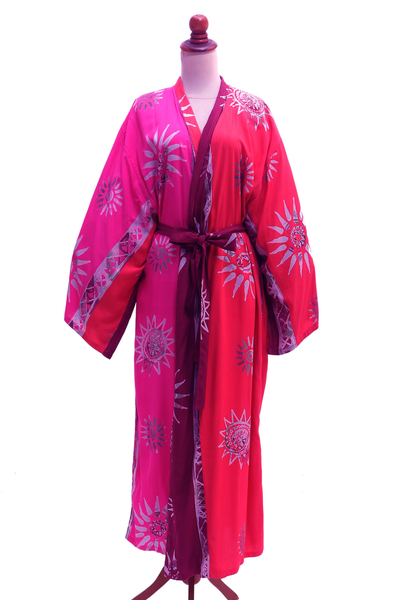 Hot Pink Batik Rayon Robe from Bali