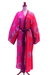Hand-stamped batik rayon robe, 'Bright Firework' - Hot Pink Batik Rayon Robe from Bali thumbail