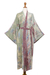 Hand-stamped batik rayon robe, 'Spiritual Center' - Hand-Stamped Batik Rayon Robe with Tie Belt thumbail