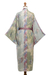 Hand-stamped batik rayon robe, 'Spiritual centre' - Hand-Stamped Batik Rayon Robe with Tie Belt