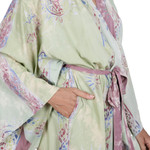 Hand-stamped batik rayon robe, 'Spiritual Center' - Hand-Stamped Batik Rayon Robe with Tie Belt