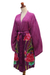 Hand-painted short robe, 'Pink Lotus' - Hand-Painted Lotus Flower Rayon Robe (image 2d) thumbail