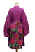Hand-painted batik rayon short robe, 'Pink Lotus' - Hand-Painted Lotus Flower Rayon Robe (image 2e) thumbail