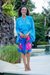 Hand-painted rayon robe, 'Sky Lotus' - Hand-Painted Blue Rayon Robe from Bali (image 2) thumbail