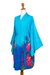 Hand-painted rayon robe, 'Sky Lotus' - Hand-Painted Blue Rayon Robe from Bali (image 2b) thumbail