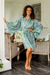 Hand-painted rayon robe, 'Green Gardens' - Hand-Painted Tie-Dye Rayon Robe (image 2) thumbail