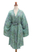 Hand-painted rayon robe, 'Green Gardens' - Hand-Painted Tie-Dye Rayon Robe thumbail