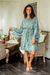 Hand-painted rayon robe, 'Green Gardens' - Hand-Painted Tie-Dye Rayon Robe