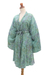 Hand-painted rayon robe, 'Green Gardens' - Hand-Painted Tie-Dye Rayon Robe (image 2e) thumbail