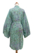 Hand-painted rayon robe, 'Green Gardens' - Hand-Painted Tie-Dye Rayon Robe (image 2f) thumbail