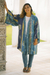 Hand-stamped rayon robe, 'Ancient Color' - Hand-Stamped Rayon Robe with Chakra Motif