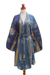 Hand-stamped rayon robe, 'Ancient Color' - Hand-Stamped Rayon Robe with Chakra Motif thumbail