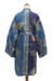 Hand-stamped rayon robe, 'Ancient colour' - Hand-Stamped Rayon Robe with Chakra Motif