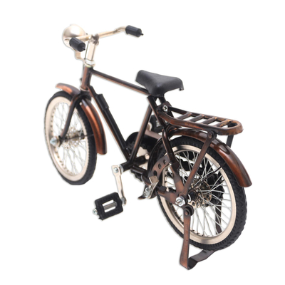 Recycled metal sculpture, 'Vintage Bike in Brown' - Detailed Recycled Metal Bicycle Sculpture