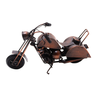 Recycled metal sculpture, 'Road King' - Eco-Friendly Recycled Metal Motorcycle Sculpture