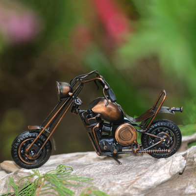 Small Motorcycle Hand Crafted Recycled Metal Art Sculpture Figurine 