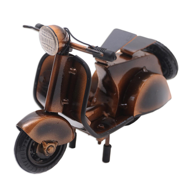 Recycled metal sculpture, 'Motor Scooter' - Hand Crafted Recycled Metal Motor Scooter Sculpture