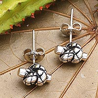 Sterling silver stud earrings, 'Knotted Charm' - Handmade Sterling Silver Stud Earrings