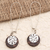 Sterling silver and coconut wood dangle earrings, 'Circle Sulur' - Balinese Coconut Wood Sterling Silver Dangle Earrings