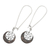 Sterling silver and coconut wood dangle earrings, 'Circle Sulur' - Balinese Coconut Wood Sterling Silver Dangle Earrings