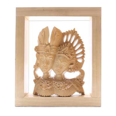 Holzskulptur „Balinesisches Tanzduo“ – handgefertigte Krokodil-Holzskulptur