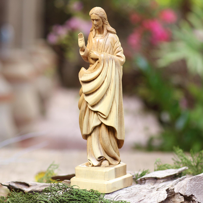 Escultura de madera - Escultura de Jesucristo tallada a mano en madera de acacia