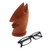 Wood eyeglass holder, 'Deep Thoughts in Brown' - Hand Carved Chinaberry Wood Nose Eyeglass Holder